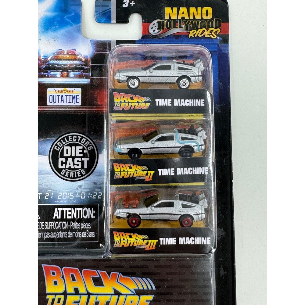 Jada Nano Hollywood Rides Back to the Future DeLorean 3-Pack Die-Cast NV-5 83548 - Picture 2 of 3